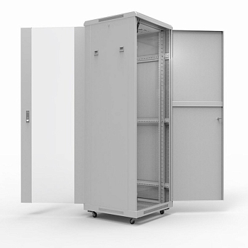Шкаф напольный 19" серии Standart 22U 600х600мм, передняя дверь стекло, задняя дверь металл, RAL 7035 (состоит из 2 частей) REXANT
