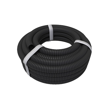 Труба гофрированная из ПНД безгалогенная HF, с зондом, черная, ø20мм (бухта 50 м/уп) REXANT