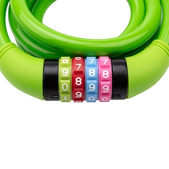 Замок тросовый кодовый взломостойкий для велосипедов и колясок 150см зеленый ЧЕТЫРЕ СЕЗОНА