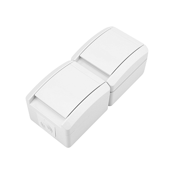 Блок вертикальный 2 розетки (керамика) INDUSTRIAL IP54 с/з, о/у, белый KRANZ