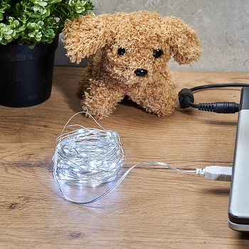 Гирлянда светодиодная Роса 5 м, 50LED, БЕЛЫЙ, IP20, USB NEON-NIGHT