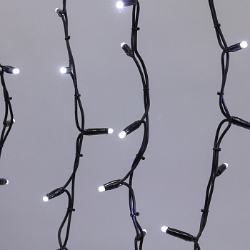 Гирлянда светодиодная Занавес 2х3м 760 LED БЕЛЫЙ черный КАУЧУК IP67 постоянное свечение 230В блок в комплекте NEON-NIGHT