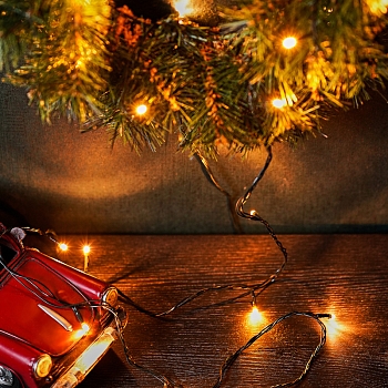 Гирлянда Твинкл Лайт 4 м, темно-зеленый ПВХ, 25 LED, цвет ТЕПЛЫЙ БЕЛЫЙ