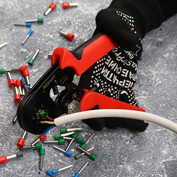 Кримпер HT-10-6 для обжима штыревых наконечников 0,08-10,0мм² с регулятором прижимного усилия REXANT