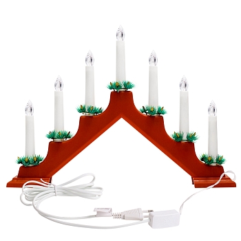 Новогодняя горка 7 свечек, цвет корпуса: Красный, цвет свечения: ТЕПЛЫЙ БЕЛЫЙ