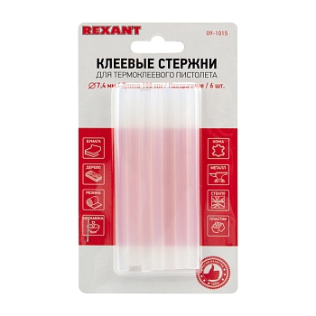Стержни клеевые Ø7мм, 100мм, прозрачные (6 шт/уп), блистер REXANT