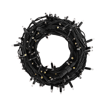 Гирлянда светодиодная Нить 20м 200 LED БЕЛЫЙ черный каучук IP67 эффект мерцания 230В соединяется нужен блок 315-000 NEON-NIGHT