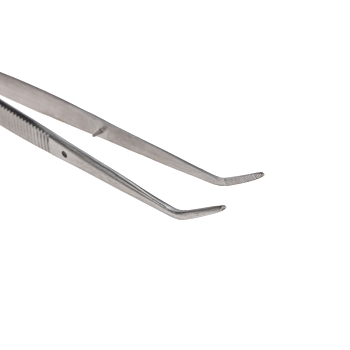 Пинцет изогнутый, узкий, фиксатор, рифленый 155мм ПРОФИ