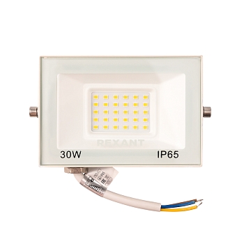 Прожектор светодиодный СДО 30Вт 2400Лм 3000K теплый свет, белый корпус REXANT