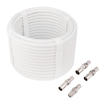 Набор антенный №11 кабель RG-6U 10м, штекер F (4шт), бочка (1шт), переходник гн F – шт TV (2шт), переходник гн F – гн TV (1шт) REXANT