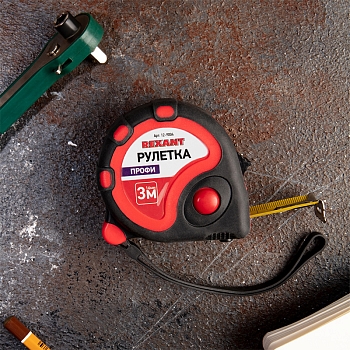 Рулетка измерительная Профи прорезиненный корпус, 3м х 16мм REXANT