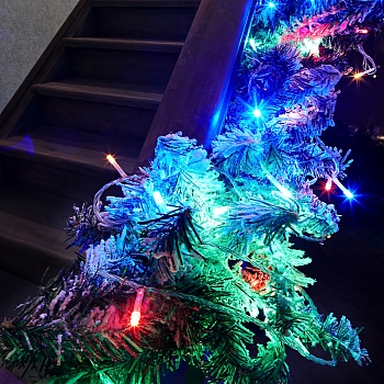 Гирлянда светодиодная универсальная 100 LED Мультиколор 10 метров, прозрачный ПВХ, с контроллером