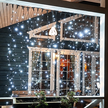 Гирлянда светодиодная Занавес 2х3м 600 LED БЕЛЫЙ черный ПВХ IP65 эффект мерцания 230В нужен блок 303-500 NEON-NIGHT