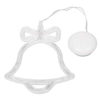 Фигура светодиодная Колокольчик на присоске с подвесом, цвет ТЕПЛЫЙ БЕЛЫЙ