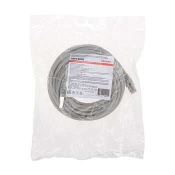 Патч-корд S/FTP, CAT 6A (10G), RJ45-RJ45, 28AWG, LSZH, серый, 7м REXANT