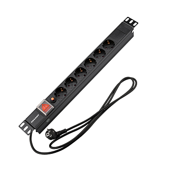 Блок распределения питания для 19" шкафов, горизонтальный, 6 розеток СЕЕ 7/4, 16A, фильтр, выкл, алюм корп, шнур 2м, вилка СЕЕ 7/7 REXANT