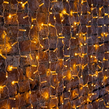 Гирлянда светодиодная Занавес 2х1,5м 300 LED ЖЕЛТЫЙ прозрачный ПВХ IP65 постоянное свечение 230В блок в комплекте NEON-NIGHT