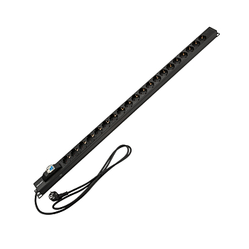 Блок распределения питания для 19" шкафов, вертикальный, 20 розеток СЕЕ 7/4, 16А, автомат защиты, алюм корп, шнур 2м, вилка СЕЕ 7/7 REXANT