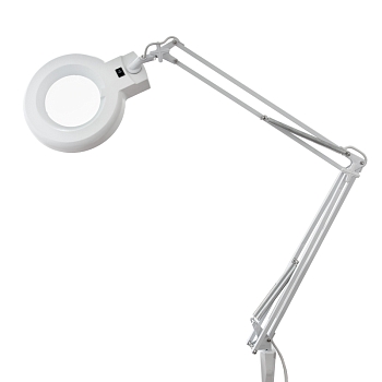 Лупа на струбцине круглая 8D с подсветкой, ø127мм, белая REXANT