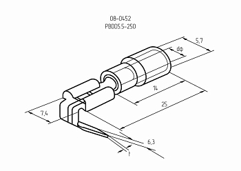 Клемма плоская изолированная РПи-О 6.0-(6.3)/РпИо 6.0-7.5 гнездо 6.6 мм + штекер - 6.3 мм 4-6 мм² REXANT
