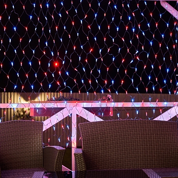 Гирлянда светодиодная Сеть 2,5х2,5м 432 LED КРАСНЫЙ/СИНИЙ черный ПВХ IP65 свечение с динамикой 230В контроллер в комплекте NEON-NIGHT