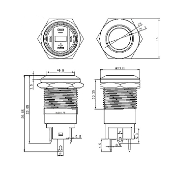 Кнопка антивандальная Ø12 36В(LED) Б/Фикс (4с) OFF-(ON) синяя (A-12-C2) REXANT