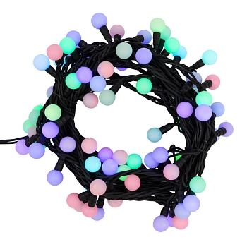 Гирлянда светодиодная Мультишарики Ø23мм 10м 80 LED RGB черный каучук IP67 быстрая смена цвета 230В нужен блок 315-000 NEON-NIGHT