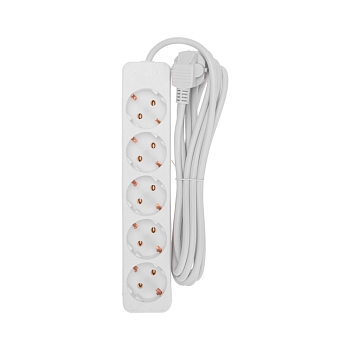 Удлинитель 5 гнезд, 3м, 3х0,75мм², с/з, белый PROconnect