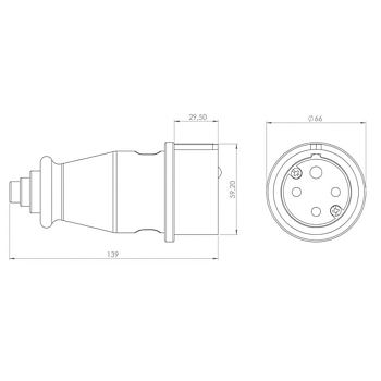 Вилка влагозащищенная переносная 3Р+РЕ, 32А, IP44 каучук, черная REXANT