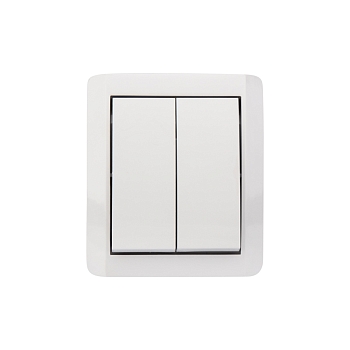 Выключатель двухклавишный INDUSTRIAL IP54 о/у, белый KRANZ