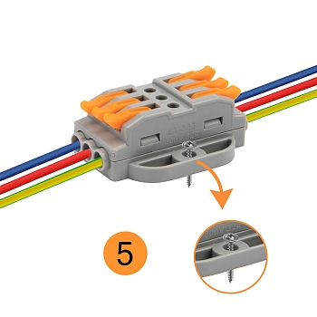 Клемма СМК 222-423P проходная 3 полюса, с монтажной площадкой (0,08-4 мм²), серая (25 шт./уп.) REXANT