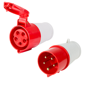 Набор розетка 225 переносная + вилка 025, 32А, 380В, IP44 REXANT