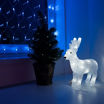 Акриловая светодиодная фигура Оленёнок 30х14х35 см, 4,5 В, 3 батарейки AA (не входят в комплект), 40 светодиодов NEON-NIGHT