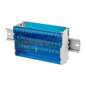 Шина на DIN-рейку в корпусе (кросс-модуль) 4х15 REXANT