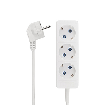 Удлинитель 3 гнезда, 1,5м, 3х0,75мм², с/з, белый PROconnect