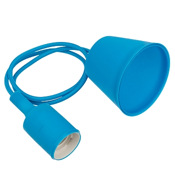 Патрон E27 силиконовый со шнуром 1м синий REXANT