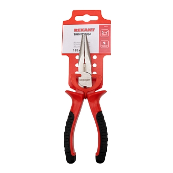 Тонкогубцы 160мм никелированные, двухкомпонентные рукоятки REXANT