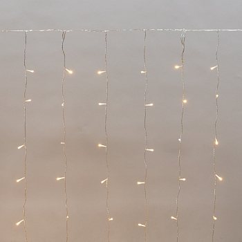Гирлянда Дождь светодиодный 2х1,5м, эффект мерцания, прозрачный провод, IP44, 230В, диоды ТЕПЛЫЕ БЕЛЫЕ, 150LED NEON-NIGHT