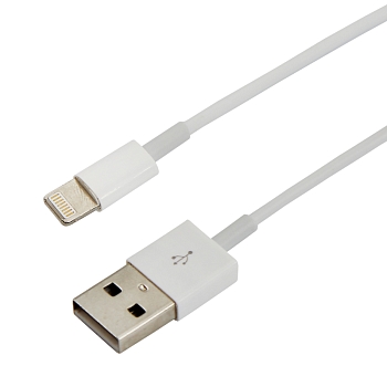 Кабель USB-A – Lightning, 2,4А, 1м, ПВХ, белый REXANT