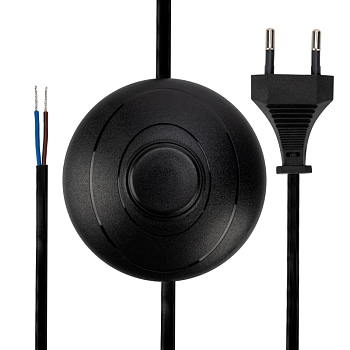 Шнур сетевой с напольным переключателем 2х0,75 мм² 2,5м черный REXANT