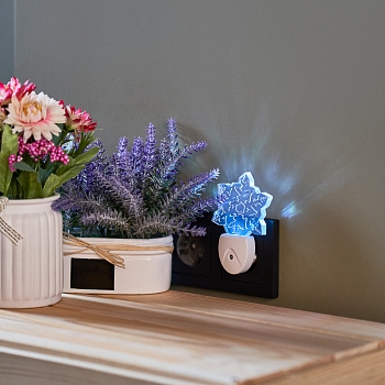 Ночник светодиодный СНЕЖИНКА ХАМЕЛЕОН свечение мультиколор 7 цветов, 230В REXANT