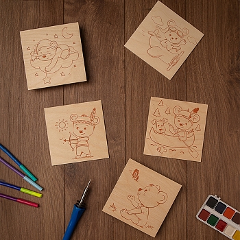 Доски для выжигания «Мишки», 150х150мм, 5 шт., пакет REXANT