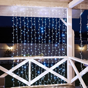 Гирлянда светодиодная Занавес 2х3м 600 LED БЕЛЫЙ белый ПВХ IP65 постоянное свечение 230В нужен блок 303-500-1 NEON-NIGHT