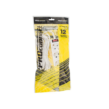 Удлинитель PREMIUM 3 гнезда, 5м, 3х0,75мм², с/з, с кнопкой, белый PROconnect