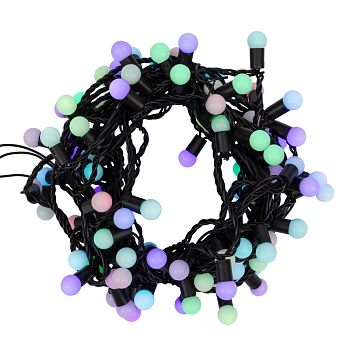 Гирлянда светодиодная Мультишарики Ø17,5мм 10м 100 LED RGB черный ПВХ IP65 быстрая смена цвета 230В нужен блок 303-500 NEON-NIGHT