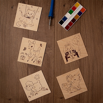 Доски для выжигания «Малыши зверята», 150х150мм, 5 шт., пакет REXANT