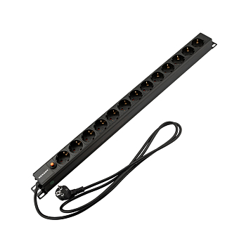 Блок распределения питания для 19" шкафов, вертикальный, 13 розеток СЕЕ 7/4, 16A, фильтр, без выкл, алюм корп, шнур 2м, вилка СЕЕ 7/7 REXANT