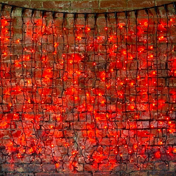 Гирлянда светодиодная Занавес 2х1,5м 360 LED КРАСНЫЙ черный КАУЧУК IP67 постоянное свечение 230В блок в комплекте NEON-NIGHT