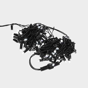 Гирлянда светодиодная Нить 10м 100 LED БЕЛЫЙ черный ПВХ IP65 постоянное свечение 230В соединяется нужен блок 303-500 NEON-NIGHT