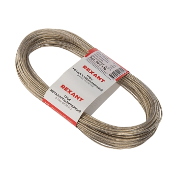 Трос стальной в ПВХ оплетке d=2,0мм, прозрачный (моток 20м) REXANT